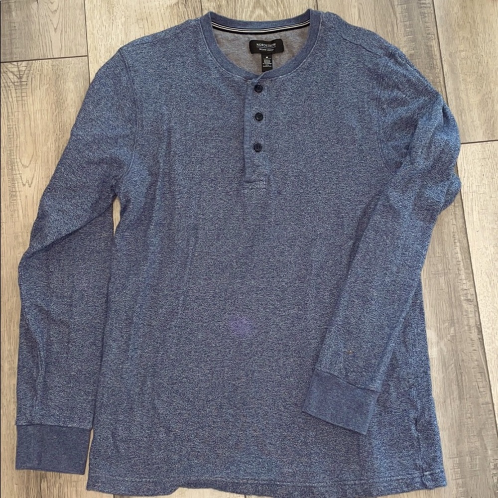 Nordstrom Blue Long Sleeve Henley Shirt
